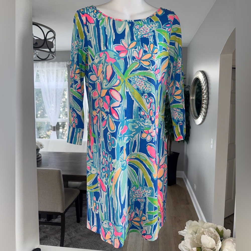 Lilly Pulitzer Marlowe Boatneck T-Shirt Jungle Hoppin" Tropical Dress, S, NWOT - Picture 2 of 6